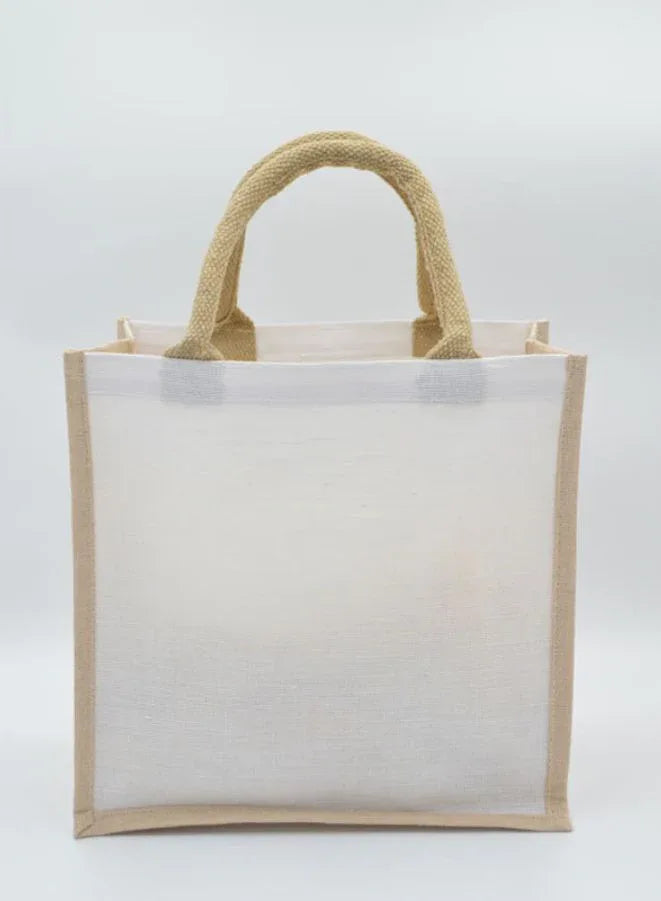 Set of 10 Cream/Natural Juco Bags with Lamination – Durable & Eco-Friendly