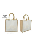 Set of 10 Cream/Natural Juco Bags with Lamination – Durable & Eco-Friendly