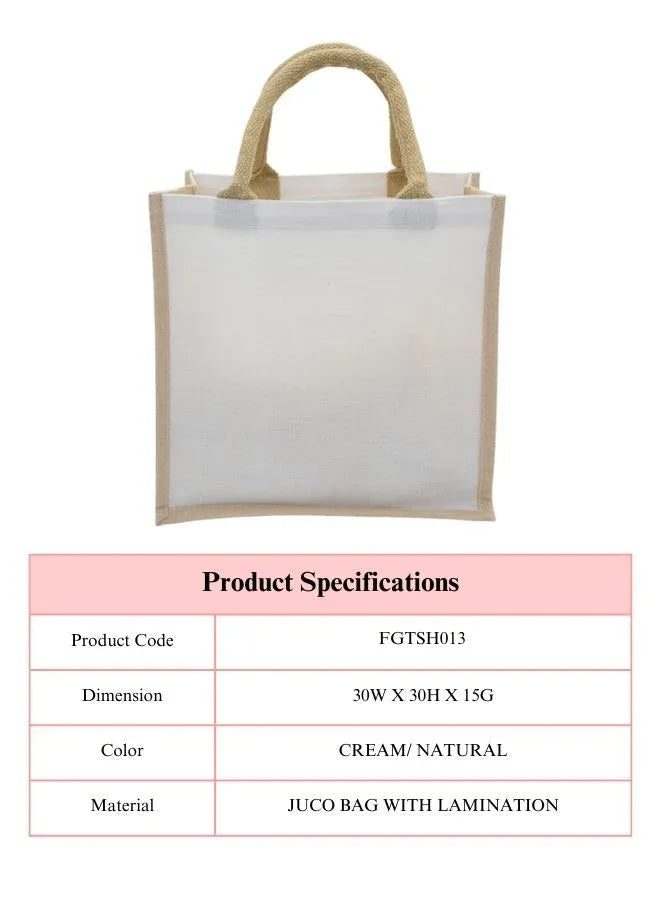 Set of 10 Cream/Natural Juco Bags with Lamination – Durable & Eco-Friendly