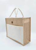 Set of 10 Eco-Friendly Jute Canvas Bag – Natural Jute & Canvas with Button