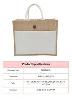 Set of 10 Eco-Friendly Jute Canvas Bag – Natural Jute & Canvas with Button