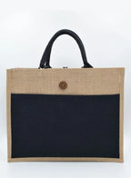 Set of 10 Eco-Friendly Jute Canvas Bag – Natural Jute & Canvas with Button