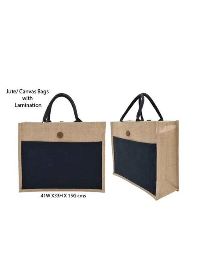 Set of 10 Eco-Friendly Jute Canvas Bag – Natural Jute & Canvas with Button
