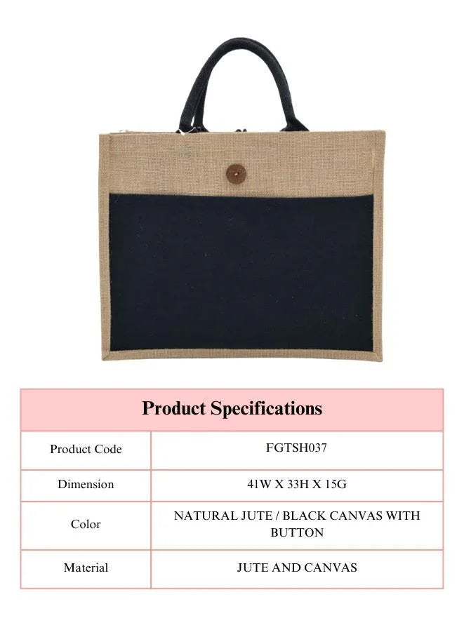 Set of 10 Eco-Friendly Jute Canvas Bag – Natural Jute & Canvas with Button