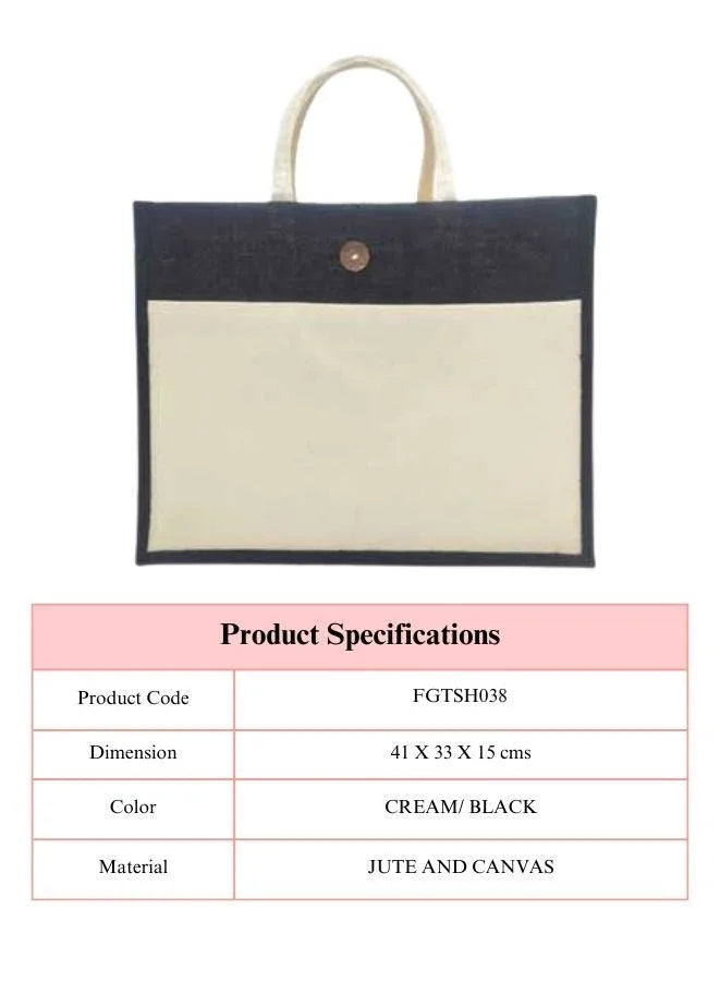 Set of 10 Eco-Friendly Jute Canvas Bag – Natural Jute & Canvas with Button