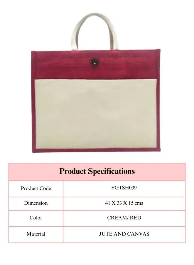 Set of 10 Eco-Friendly Jute Canvas Bag – Natural Jute & Canvas with Button