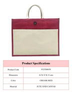 Set of 10 Eco-Friendly Jute Canvas Bag – Natural Jute & Canvas with Button