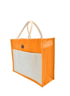 Set of 10 Eco-Friendly Jute Canvas Bag – Natural Jute & Canvas with Button