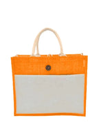 Set of 10 Eco-Friendly Jute Canvas Bag – Natural Jute & Canvas with Button