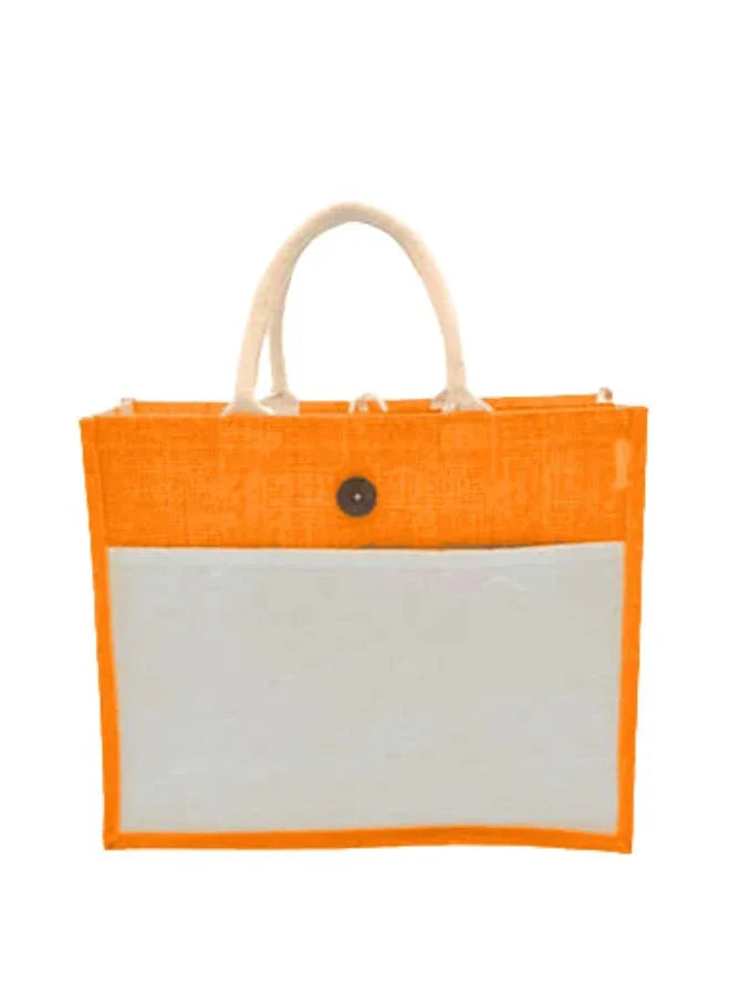 Set of 10 Eco-Friendly Jute Canvas Bag – Natural Jute & Canvas with Button