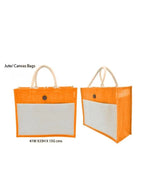 Set of 10 Eco-Friendly Jute Canvas Bag – Natural Jute & Canvas with Button