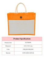 Set of 10 Eco-Friendly Jute Canvas Bag – Natural Jute & Canvas with Button