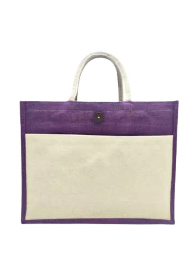 Set of 10 Eco-Friendly Jute Canvas Bag – Natural Jute & Canvas with Button