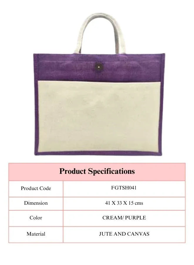 Set of 10 Eco-Friendly Jute Canvas Bag – Natural Jute & Canvas with Button