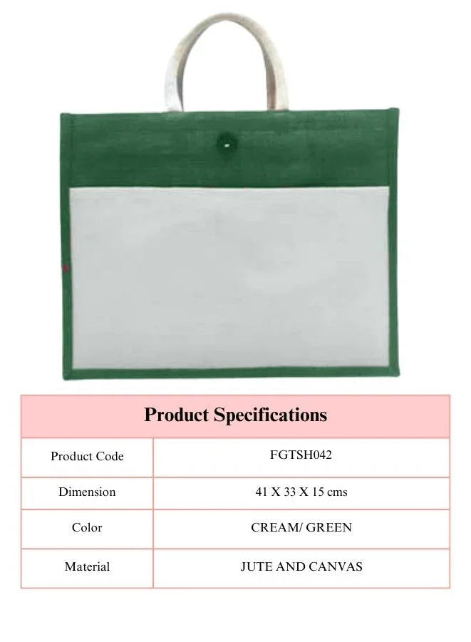 Set of 10 Eco-Friendly Jute Canvas Bag – Natural Jute & Canvas with Button