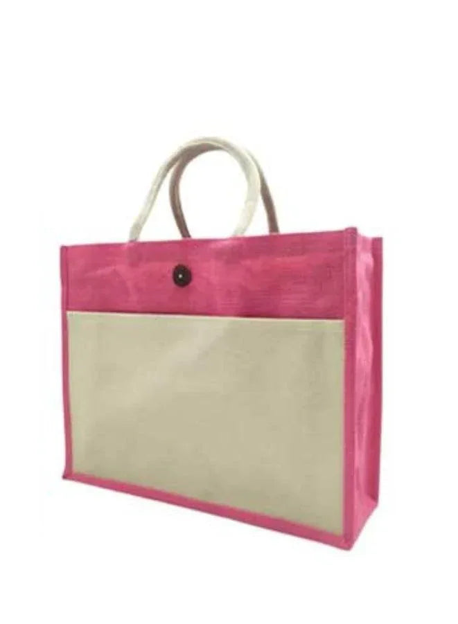 Set of 10 Eco-Friendly Jute Canvas Bag – Natural Jute & Canvas with Button