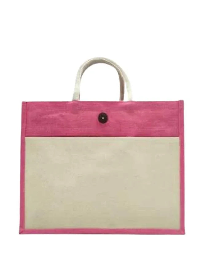 Set of 10 Eco-Friendly Jute Canvas Bag – Natural Jute & Canvas with Button