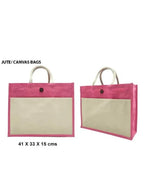 Set of 10 Eco-Friendly Jute Canvas Bag – Natural Jute & Canvas with Button