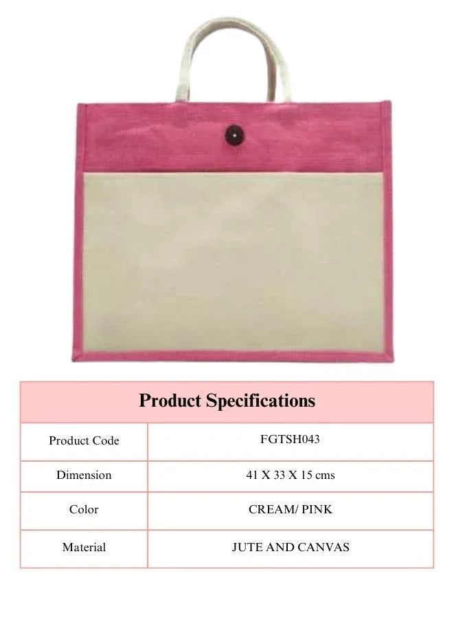 Set of 10 Eco-Friendly Jute Canvas Bag – Natural Jute & Canvas with Button