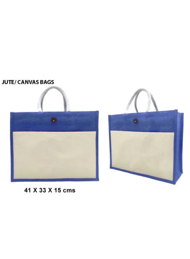 Set of 10 Eco-Friendly Jute Canvas Bag – Natural Jute & Canvas with Button