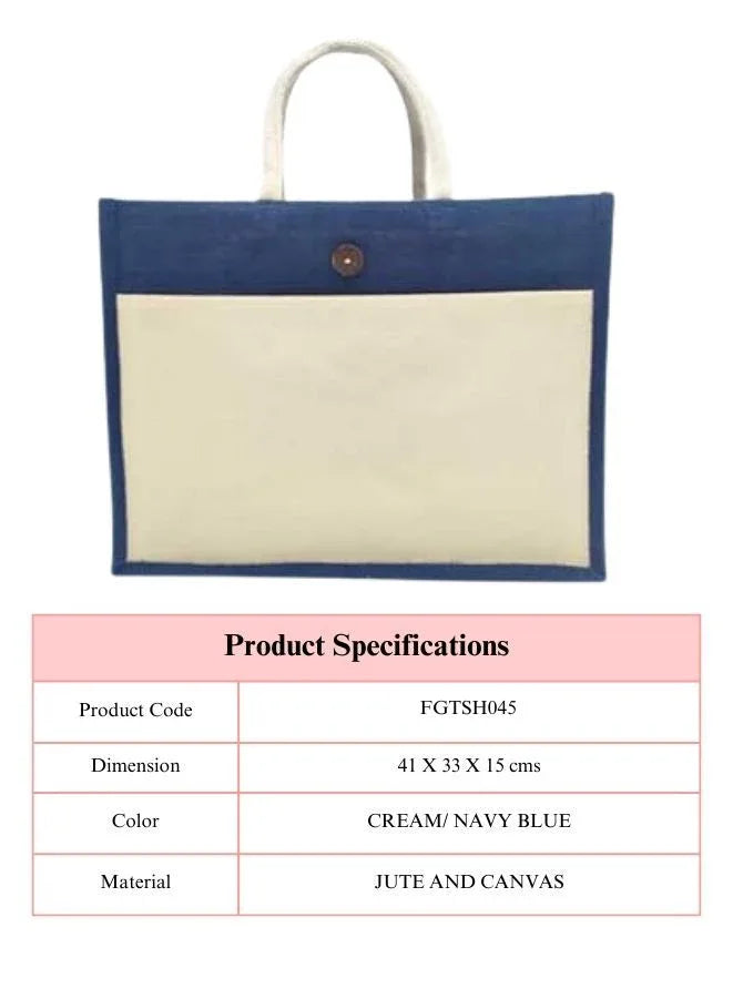 Set of 10 Eco-Friendly Jute Canvas Bag – Natural Jute & Canvas with Button