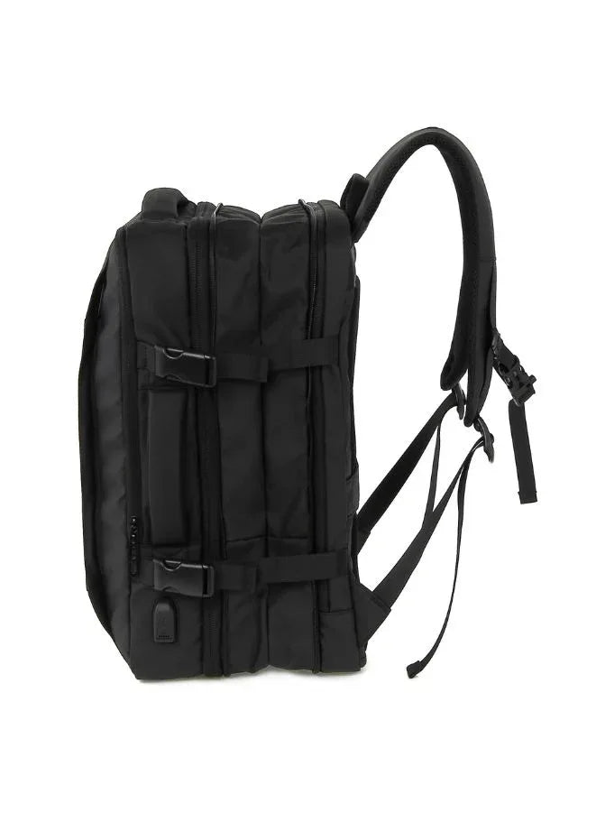 Black Laptop Backpack - 15.6" Laptop Bag with Water-Resistant Polyester & USB Charging Port