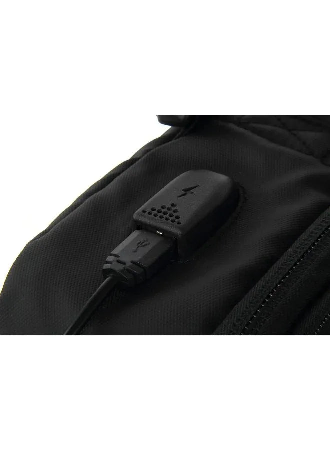 Black Laptop Backpack - 15.6" Laptop Bag with Water-Resistant Polyester & USB Charging Port