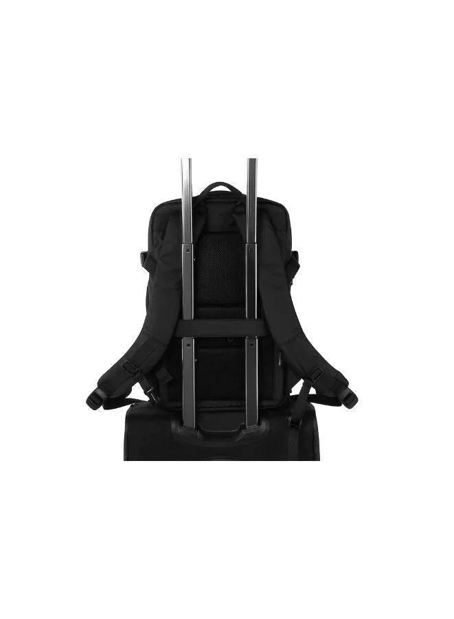 Black Laptop Backpack - 15.6" Laptop Bag with Water-Resistant Polyester & USB Charging Port