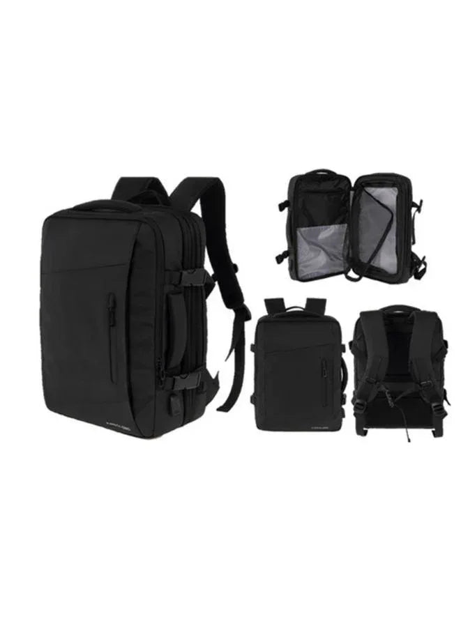 Black Laptop Backpack - 15.6" Laptop Bag with Water-Resistant Polyester & USB Charging Port