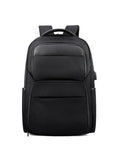 Black Laptop Backpack - 15.6" Water-Resistant Polyester Business Bag with USB Charging Port