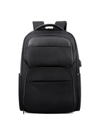 Black Laptop Backpack - 15.6" Water-Resistant Polyester Business Bag with USB Charging Port