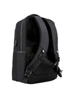 Black Laptop Backpack - 15.6" Water-Resistant Polyester Business Bag with USB Charging Port