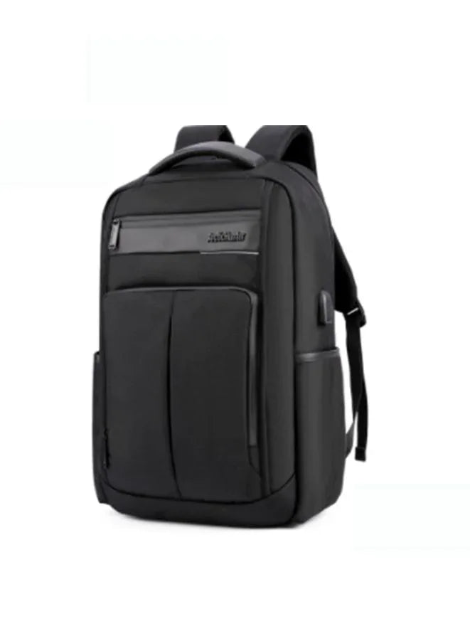 Business Laptop Backpack - 15.6" Water-Resistant Polyester Bag with USB Charging Port