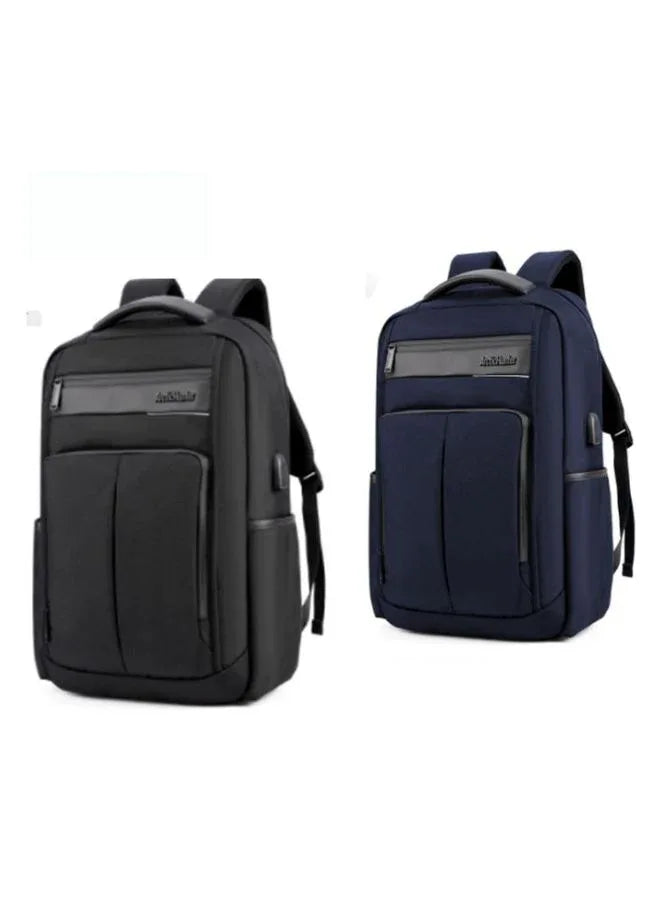 Business Laptop Backpack - 15.6" Water-Resistant Polyester Bag with USB Charging Port