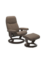 Stressless Consul Medium Classic Recliner with Footstool in Batick Leather – Scandinavian Ergonomic Chair with Plus System