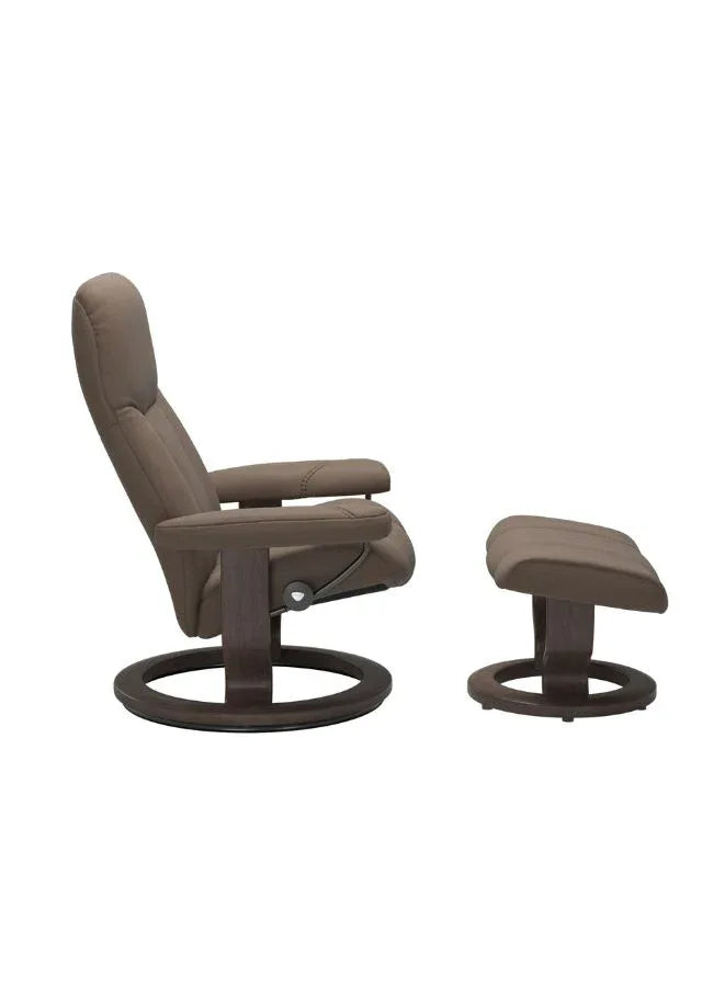 Stressless Consul Medium Classic Recliner with Footstool in Batick Leather – Scandinavian Ergonomic Chair with Plus System