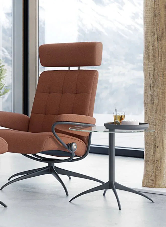 Stressless® Urban Star Side Table – Small Round Table with Polished Aluminum Legs | Modern Accent Table for Living Room and Office