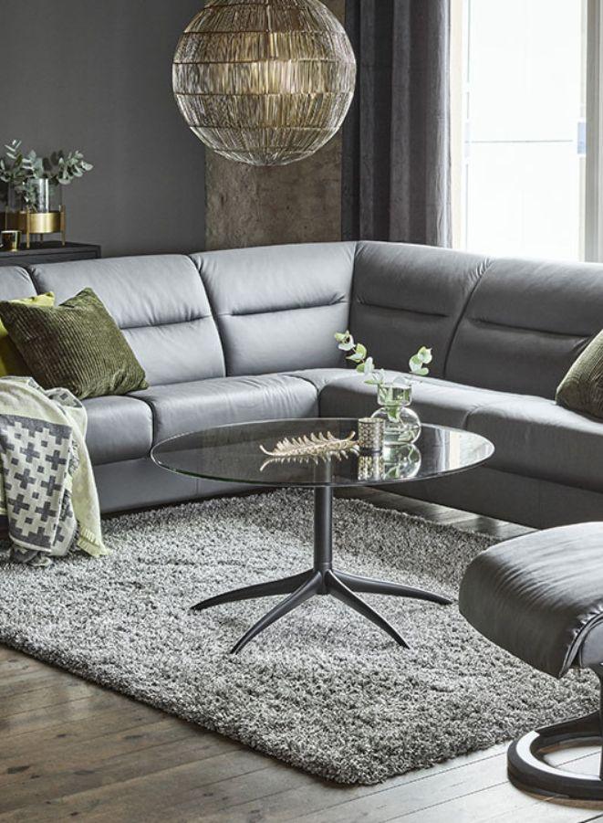 Stressless® Urban Star Side Table – Small Round Table with Polished Aluminum Legs | Modern Accent Table for Living Room and Office