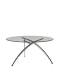 Stressless® Enigma Round Glass Table – Large Modern Coffee Table with Sculptural Aluminum Base | Elegant Accent Table for Living Room and Office