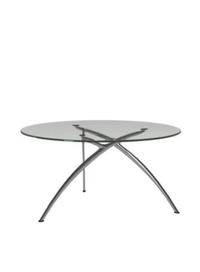 Stressless® Enigma Round Glass Table – Large Modern Coffee Table with Sculptural Aluminum Base | Elegant Accent Table for Living Room and Office