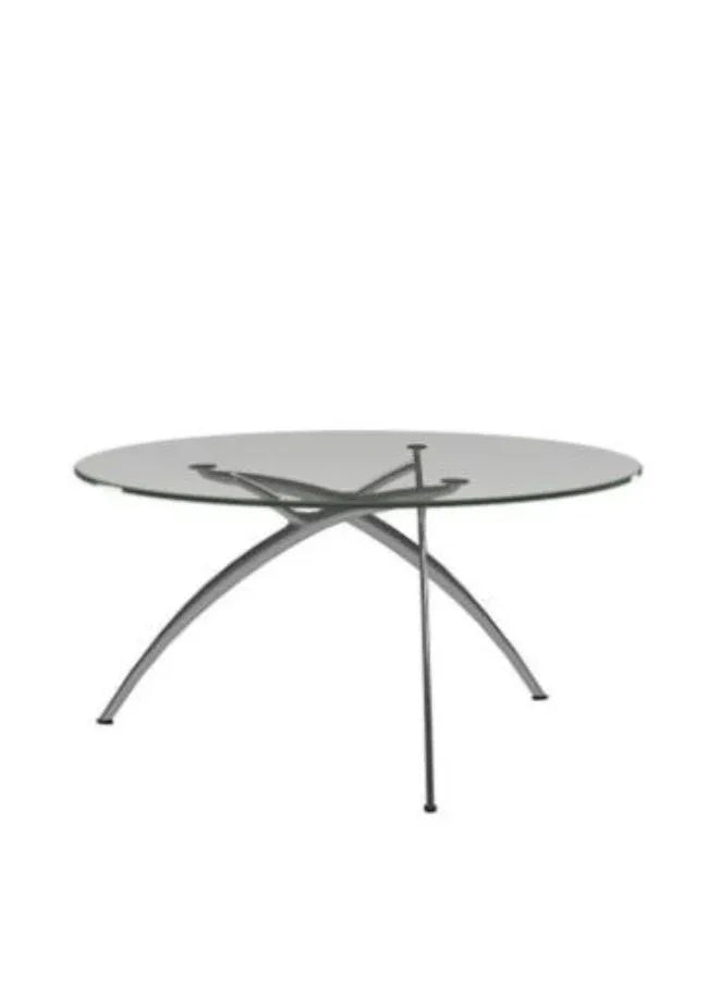 Stressless® Enigma Round Glass Table – Large Modern Coffee Table with Sculptural Aluminum Base | Elegant Accent Table for Living Room and Office