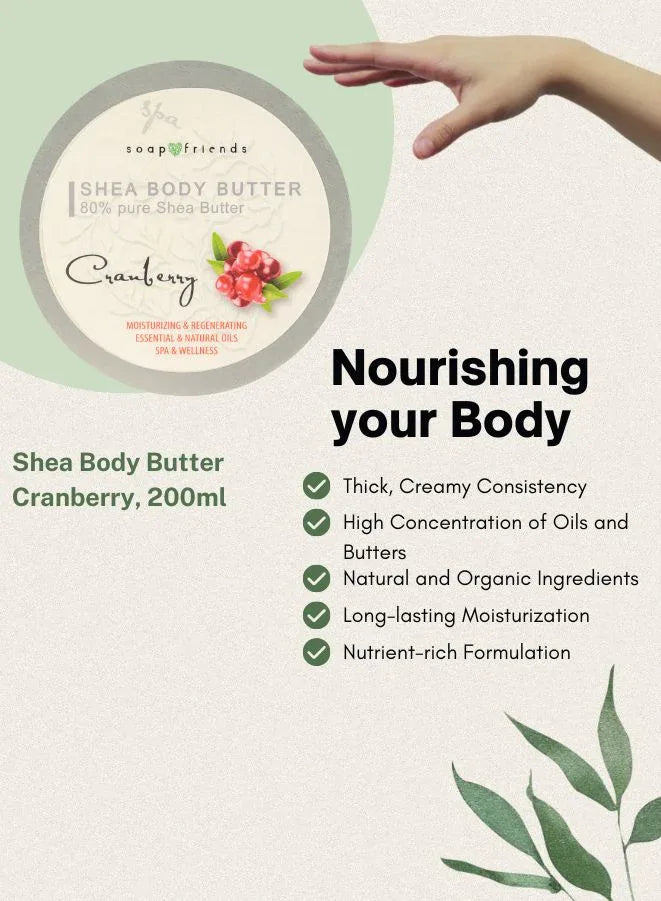 Soap&Friends Cranberry 80% Shea Butter Moisturizer with Avocado Oil - 200 ml