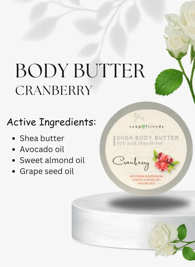 Soap&Friends Cranberry 80% Shea Butter Moisturizer with Avocado Oil - 200 ml