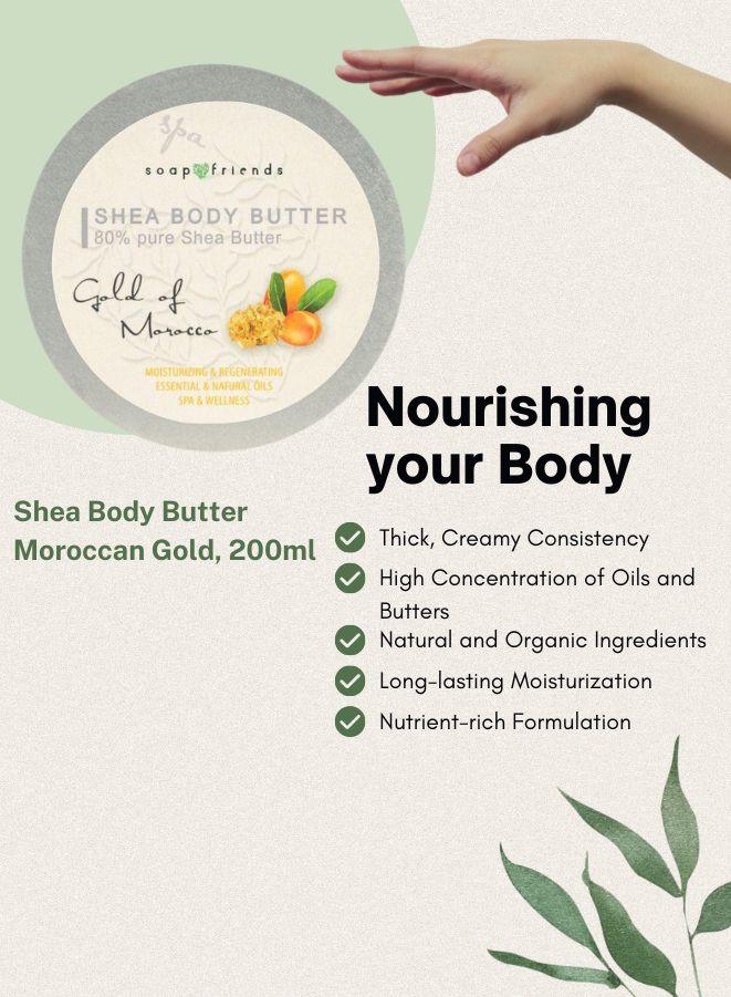 Soap&Friends Moroccan Gold 80% Shea Butter Moisturizer with Avocado Oil - 200 ml