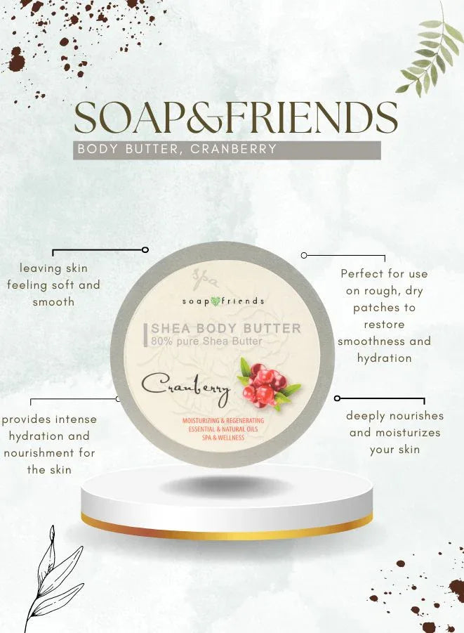 Soap&Friends Cranberry 80% Shea Butter Moisturizer with Avocado Oil - 50 ml