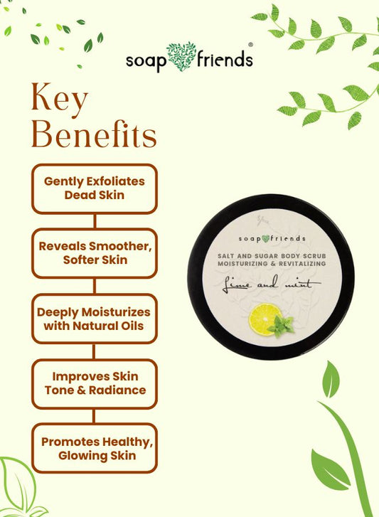 Soap&Friends Natural Lime & Mint Body Scrub - Deep Cleanse for Sauna and Steam Bath