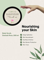 Luxury Damask Rose Bath & Body Care Set – Natural Rose Body & Bath Oil, Hand Cream with 20% Organic Shea Butter & Rose Salt-Sugar Scrub – Deeply Nourishing & Relaxing Skincare Trio