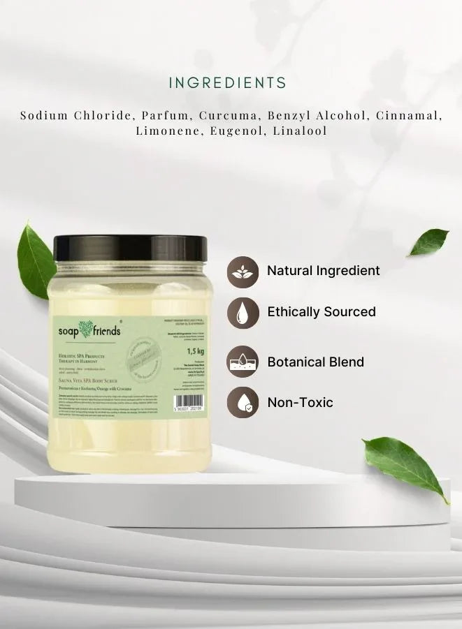 Natural Sauna Vita Spa Orange & Turmeric Body Scrub – 1.5kg | Soap & Friends | Detoxifying Salt Scrub