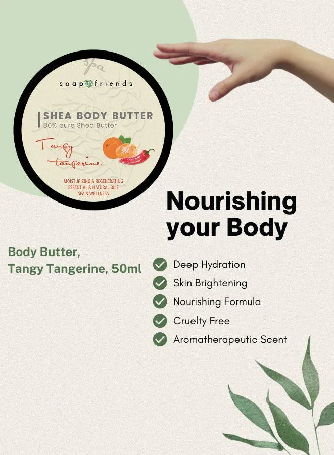 80% Shea Body Butter Tangy Tangerine | 50ml – Energizing & Firming with Natural Essential Oils
