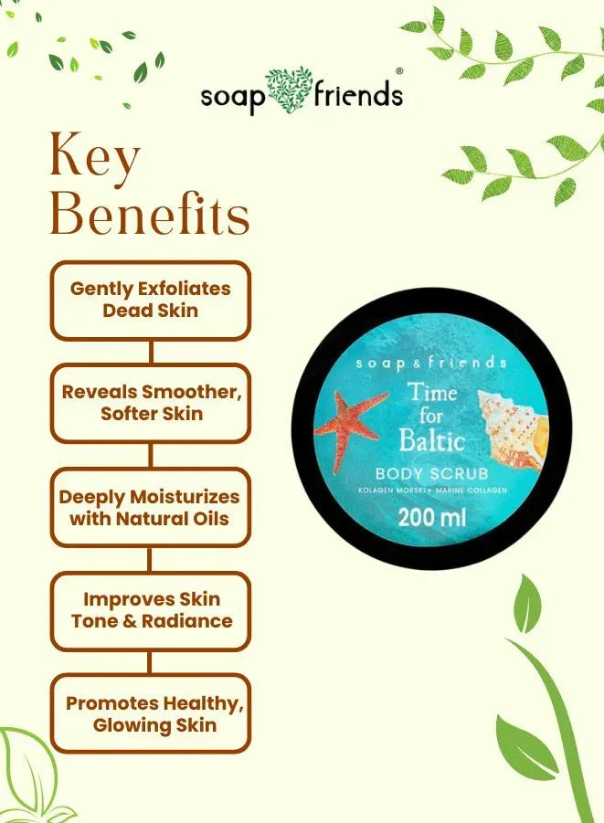 Soap&Friends Natural Time for Baltic Amber Skincare Set with Body Oil Soap Body Scrub and Hand Cream